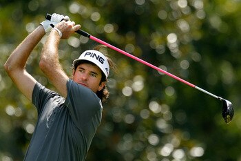 ATLANTA - SEPTEMBER 23:  Bubba Watson hits his tee shot on the eighth hole during the first round of THE TOUR Championship presented by Coca-Cola at East Lake Golf Club on September 23, 2010 in Atlanta, Georgia.  (Photo by Scott Halleran/Getty Images)