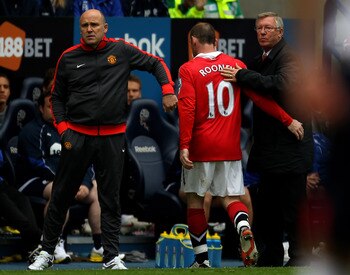 BOLTON, ENGLAND - SEPTEMBER 26:  Wayne Rooney of Manchester United is substituted during the Barclays Premier League match between Bolton Wanderers and Manchester United at the Reebok Stadium on September 26, 2010 in Bolton, England.  (Photo by Alex Lives