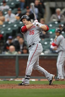 SAN FRANCISCO - MAY 27:  Josh Willingham #16 of the Washington Nationals bats against the San Francisco Giants during an MLB game at AT&T Park on May 27, 2010 in San Francisco, California.  (Photo by Jed Jacobsohn/Getty Images)