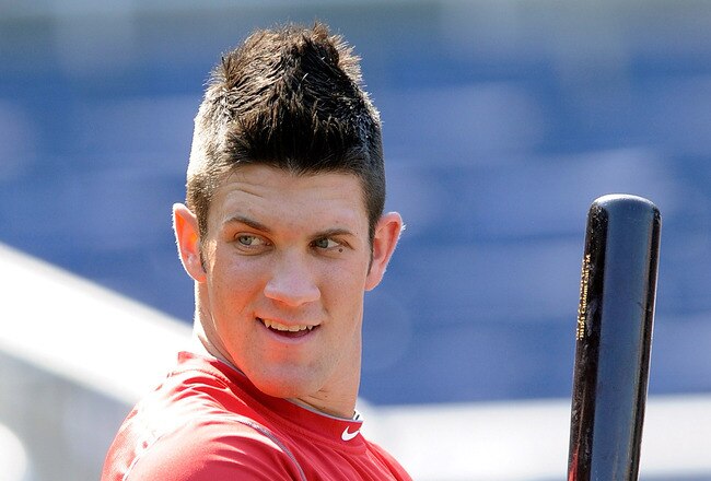 WASHINGTON - AUGUST 26:  Bryce Harper of the Washington Nationals takes batting practice at Nationals Park on August 26, 2010 in Washington, DC.  (Photo by Greg Fiume/Getty Images)