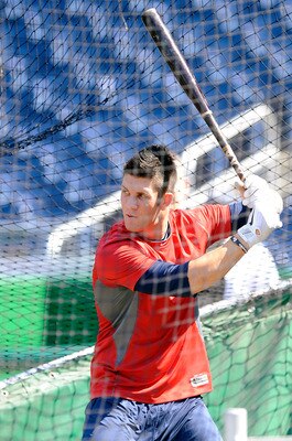 In between punk rock concerts, Bryce Harper takes batting practice