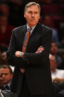 NEW YORK - NOVEMBER 29: Head coach Mike D'Antoni of the New York Knicks watches the play against the Orlando Magic at Madison Square Garden November 29, 2009 in New York City. NOTE TO USER: User expressly acknowledges and agrees that, by downloading and/o