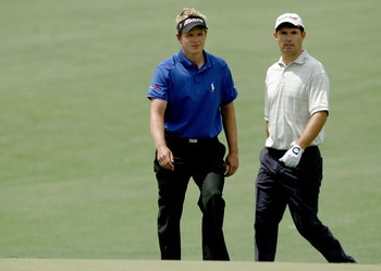 AUGUSTA, GA - APRIL 05:  Luke Donald of England and Padraig Harrington of Ireland walk to the second green during the first round of The Masters at the Augusta National Golf Club on April 5, 2007 in Augusta, Georgia.  (Photo by Harry How/Getty Images)