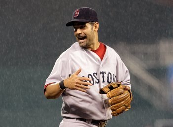 KANSAS CITY, KS - SEPTEMBER 21:  Mike Lowell #25 of the Boston Red Sox reacts during the game against the Kansas City Royals on September 21, 2009 at Kauffman Stadium in Kansas City, Missouri. The Royals defeated the Red Sox 12-9. (Photo by Jamie Squire/G