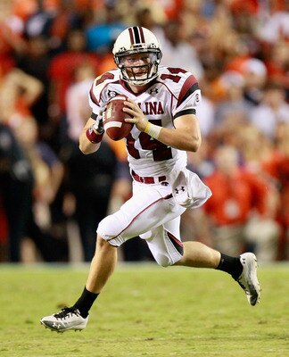 AUBURN, AL - SEPTEMBER 25:  Quarterback Barrett Trotter #14 of the South Carolina Gamecocks against the Auburn Tigers at Jordan-Hare Stadium on September 25, 2010 in Auburn, Alabama.  (Photo by Kevin C. Cox/Getty Images)