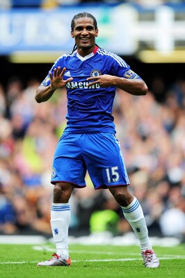 LONDON, ENGLAND - SEPTEMBER 19:  Florent Malouda of Chelsea celebrates after scoring his team's fourth goal during the Barclays Premier League match between Chelsea and Blackpool at Stamford Bridge on September 19, 2010 in London, England.  (Photo by Mike