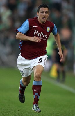 VIENNA, AUSTRIA - AUGUST 19:  Stewart Downing of Aston Villa in action during the UEFA Europa League, Play off, first leg Qualifying match between Rapid Vienna and Aston Villa at the Gerhard Hanappi Stadium on August 19, 2010 in Vienna, Austria.  (Photo b