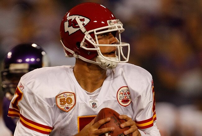 MINNEAPOLIS, MN - AUGUST 21: Quarterback Matt Cassell #7 of the Kansas City Chiefs drops back to pass against the Minnesota Vikings at Hubert H. Humphrey Metrodome on August 21, 2009 in Minneapolis, Minnesota. The Vikings defeated the Chiefs 17-13. (Photo