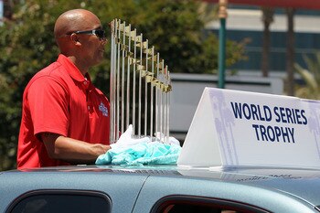 ANAHEIM, CA - JULY 13:  The World Series Trophy is shown during the 6th Annual MLB All-Star Red Carpet Show outside Angel Stadium of Anaheim on July 13, 2010 in Anaheim, California.  (Photo by Stephen Dunn/Getty Images)