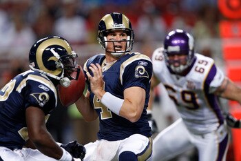 Rams primary clipboard holder A.J. Feeley