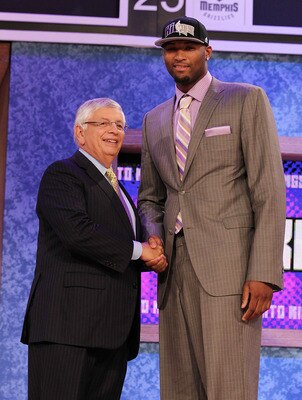 NEW YORK - JUNE 24:  DeMarcus Cousins stands with NBA Commisioner David Stern after being drafted fifth by  The Sacramento Kings at Madison Square Garden on June 24, 2010 in New York City.  NOTE TO USER: User expressly acknowledges and agrees that, by dow