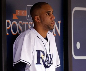 ST. PETERSBURG, FL - OCTOBER 06:  Pitcher David Price #14 of the Tampa Bay Rays looks on after being removed against the Texas Rangers during Game 1 of the ALDS at Tropicana Field on October 6, 2010 in St. Petersburg, Florida.  (Photo by J. Meric/Getty Im