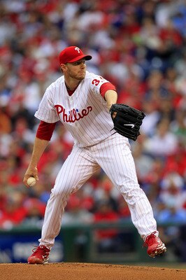 PHILADELPHIA - OCTOBER 06:  Roy Halladay #34 of the Philadelphia Phillies pitches during his no-hitter in Game 1 of the NLDS against the Cincinnati Reds at Citizens Bank Park on October 6, 2010 in Philadelphia, Pennsylvania.The Phillies defeated the Reds