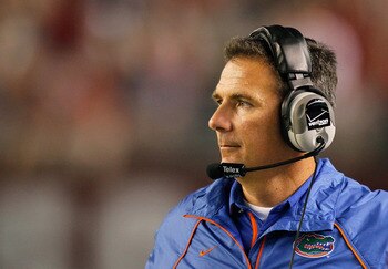 TUSCALOOSA, AL - OCTOBER 02:  Head coach Urban Meyer of the Florida Gators against the Alabama Crimson Tide at Bryant-Denny Stadium on October 2, 2010 in Tuscaloosa, Alabama.  (Photo by Kevin C. Cox/Getty Images)