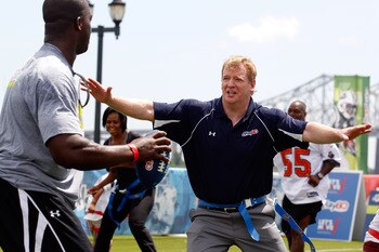 NEW ORLEANS - SEPTEMBER 08:  NFL commissioner Roger Goodell  plays on the field during the NFL�s Play 60 campaign to fight childhood obesity at Brock Elementary School September 8, 2010 in New Orleans, Louisiana. Obama joined NFL Commissioner Roger Goodel