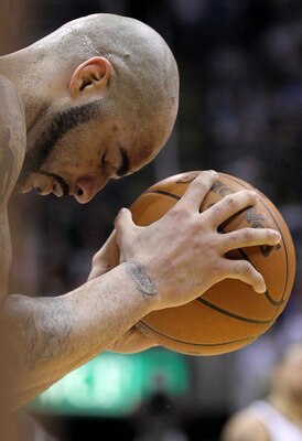 SALT LAKE CITY - MAY 10:  Carlos Boozer #5 of the Utah Jazz reacts to a call against the Los Angeles Lakers during Game Four of the Western Conference Semifinals of the 2010 NBA Playoffs on May 10, 2010 at Energy Solutions Arena in Salt Lake City, Utah. N