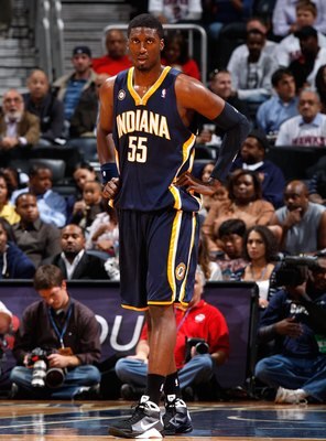 ATLANTA - OCTOBER 28:  Roy Hibbert #55 of the Indiana Pacers against the Atlanta Hawks at Philips Arena on October 28, 2009 in Atlanta, Georgia.  (Photo by Kevin C. Cox/Getty Images)