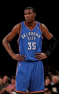 LOS ANGELES, CA - APRIL 20:  Kevin Durant #35 of the Oklahoma City Thunder on the court against the Los Angeles Lakers during Game Two of the Western Conference Quarterfinals of the 2010 NBA Playoffs on April 20, 2010 at Staples Center in Los Angeles, Cal