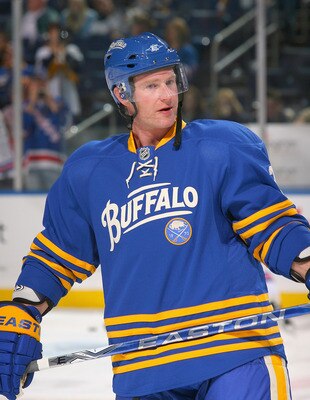 BUFFALO, NY - OCTOBER 09:  Jordan Leopold #3 of the Buffalo Sabres skates during the warmup prior to playing the New York Rangers at HSBC Arena on October 9, 2010 in Buffalo, New York. New York won 6-3.  (Photo by Rick Stewart/Getty Images)