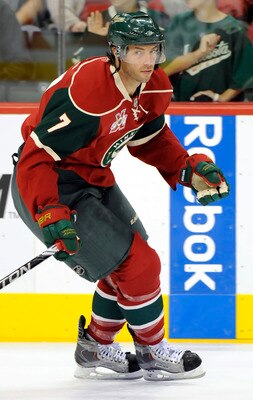 ST PAUL, MN - OCTOBER 14: Matt Cullen #7 of the Minnesota Wild during warmups prior to their game against the Edmonton Oilers on October 14, 2010 at Xcel Energy Center in St Paul, Minnesota. (Photo by Hannah Foslien /Getty Images)