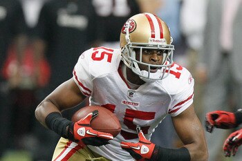 ATLANTA - OCTOBER 03:  Michael Crabtree #15 of the San Francisco 49ers against the Atlanta Falcons at Georgia Dome on October 3, 2010 in Atlanta, Georgia.  (Photo by Kevin C. Cox/Getty Images)