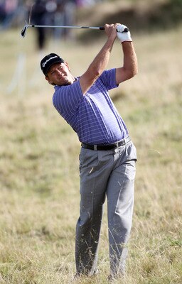 KINGSBARNS, SCOTLAND - OCTOBER 07:  Retief Goosen of South Africa plays his second shot on the nineth hole during the first round of The Alfred Dunhill Links Championship at Kingsbarns Golf Links on October 7, 2010 in Kingsbarns, Scotland.  (Photo by Ross
