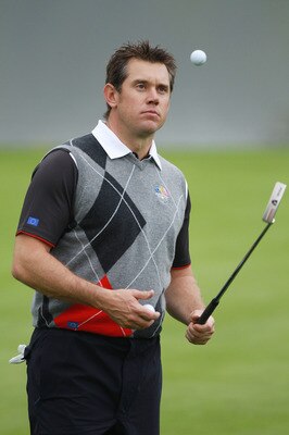 NEWPORT, WALES - SEPTEMBER 28:  Lee Westwood of Europe flicks up a ball during a practice round prior to the 2010 Ryder Cup at the Celtic Manor Resort on September 28, 2010 in Newport, Wales.  (Photo by Scott Halleran/Getty Images)