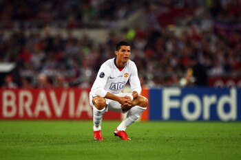 ROME - MAY 27:  Cristiano Ronaldo of Manchester United reacts during the UEFA Champions League Final match between Barcelona and Manchester United at the Stadio Olimpico on May 27, 2009 in Rome, Italy.  (Photo by Laurence Griffiths/Getty Images)