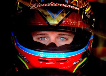CONCORD, NC - OCTOBER 15:  Kasey Kahne, driver of the #9 Budweiser Ford, sits in his car prior to practice for the NASCAR Sprint Cup Series Bank of America 500 at Charlotte Motor Speedway on October 15, 2010 in Concord, North Carolina.  (Photo by Rusty Ja