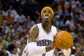 CHARLOTTE, NC - APRIL 26: Gerald Wallace #3 of the Charlotte Bobcats looks to take a three-point shot against the Orlando Magic at Time Warner Cable Arena on April 26, 2010 in Charlotte, North Carolina.  The Magic defeated the Bobcats 99-90 to complete th