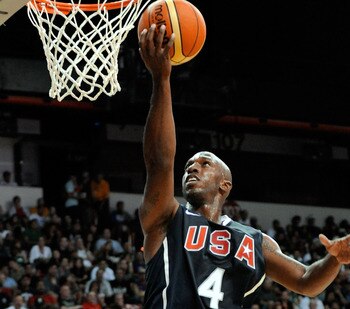 LAS VEGAS - JULY 24:  Chauncey Billups #4 of the 2010 USA Basketball Men's National Team goes in for a layup during a USA Basketball showcase at the Thomas & Mack Center on July 24, 2010 in Las Vegas, Nevada.  (Photo by Ethan Miller/Getty Images)
