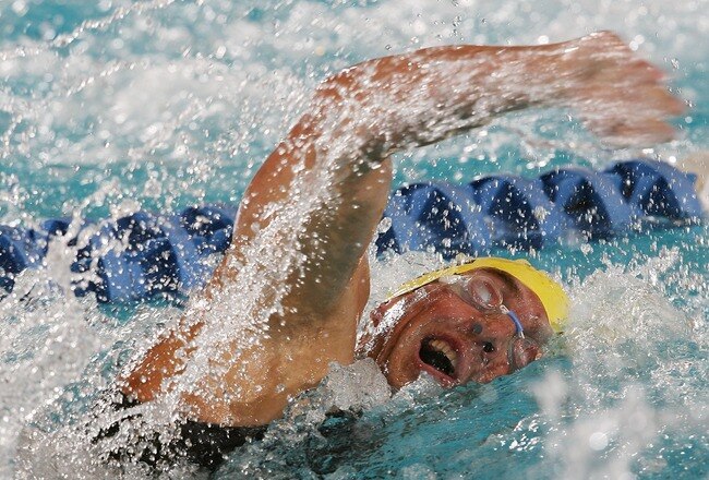 INDIANAPOLIS - AUGUST 02:  Fran Crippen swims in the Men's 400m Freestyle B-Final at the ConocoPhillips USA Swimming National Championships at the Indiana State University Natatorium on August 2, 2007 in Indianapolis, Indiana.  (Photo by Nick Laham/Getty