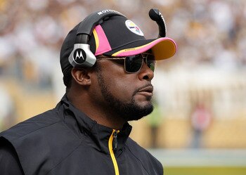 PITTSBURGH - OCTOBER 03: Head Coach Mike Tomlin of the Pittsburgh Steelers looks on during the game against the Baltimore Ravens on October 3, 2010 at Heinz Field in Pittsburgh, Pennsylvania. (Photo by Gregory Shamus/Getty Images)