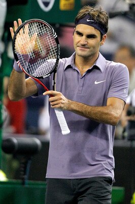 SHANGHAI, CHINA - OCTOBER 16:  Roger Federer of Switzerland acknowledges the crowd after his win over Novak Djokovic of Serbia during day six of the 2010 Shanghai Rolex Masters at the Shanghai Qi Zhong Tennis Center on October 16, 2010 in Shanghai, China.