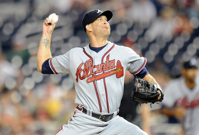 WASHINGTON - SEPTEMBER 24:  Tim Hudson #15 of the Atlanta Braves pitches against the Washington Nationals at Nationals Park on September 24, 2010 in Washington, DC.  (Photo by Greg Fiume/Getty Images)