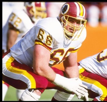 1 Dec 1991:  Offensive lineman Joe Jacoby of the Washington Redskins looks on during a game against the Los Angeles Rams at Anaheim Stadium in Anaheim, California.  The Redskins won the game, 27-6. Mandatory Credit: Mike Powell  /Allsport