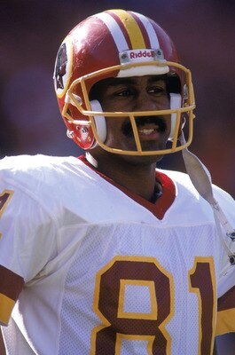 ANAHEIM, CA DECEMBER 1:  Wide receiver Art Monk #81 of the Washington Redskins looks on during a game against the Los Angeles Rams at Anaheim Stadium on December 1, 1991 in Anaheim, California.  The Redskins won 27-6. (Photo by Stephen Dunn/Getty Images)