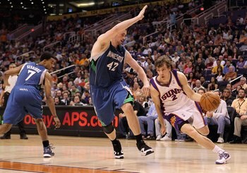 PHOENIX - MARCH 16:  Goran Dragic #2 of the Phoenix Suns drives the ball during the NBA game against the Minnesota Timberwolves at US Airways Center on March 16, 2010 in Phoenix, Arizona. The Suns defeated the Timberwolves 152-114.  NOTE TO USER: User exp