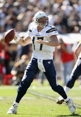 OAKLAND, CA - OCTOBER 10:  Philip Rivers #17 of the San Diego Chargers in action against the Oakland Raiders at Oakland-Alameda County Coliseum on October 10, 2010 in Oakland, California.  (Photo by Ezra Shaw/Getty Images)