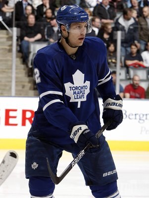 TORONTO - APRIL 6: Luke Schenn #2 of the Toronto Maple Leafs skates up the ice during a NHL game against the Philadelphia Flyers at the Air Canada Centre on April 6, 2010 in Toronto, Ontario, Canada. (Photo by Abelimages/Getty Images)