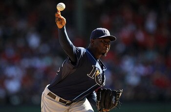 ARLINGTON, TX - OCTOBER 10:  Pitcher Rafael Soriano #29 of the Tampa Bay Rays throws against the Texas Rangers during game 4 of the ALDS at Rangers Ballpark in Arlington on October 10, 2010 in Arlington, Texas.  (Photo by Ronald Martinez/Getty Images)
