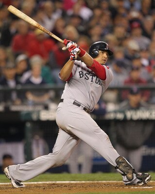 SEATTLE - SEPTEMBER 13:  Victor Martinez #41 of the Boston Red Sox bats against the Seattle Mariners at Safeco Field on September 13, 2010 in Seattle, Washington. (Photo by Otto Greule Jr/Getty Images)