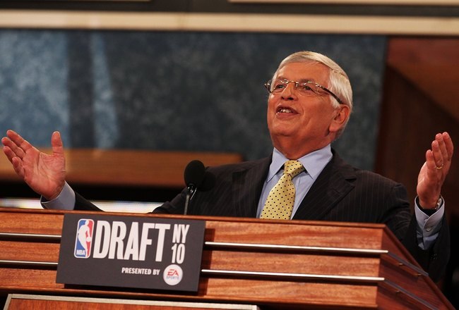 NEW YORK - JUNE 24:  NBA Commisioner David Stern speaks at the NBA Draft at Madison Square Garden on June 24, 2010 in New York, New York.  (Photo by Al Bello/Getty Images)