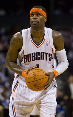 CHARLOTTE, NC - APRIL 26: Stephen Jackson #1 of the Charlotte Bobcats shoots a free throw against the Orlando Magic at Time Warner Cable Arena on April 26, 2010 in Charlotte, North Carolina.  The Magic defeated the Bobcats 99-90 to complete the four game