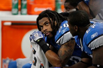 DETROIT - NOVEMBER 07:  Louis Delmas #26 of the Detroit Lions looks on during the Lions overtime loss to the New York Jets at Ford Field on November 7, 2010 in Detroit, Michigan. The Jets defeated the Lions 23-20 in overtime.  (Photo by Leon Halip/Getty I