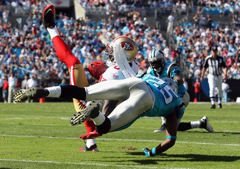 The Carolina Panthers upended the San Francisco 49ers on their way to London.