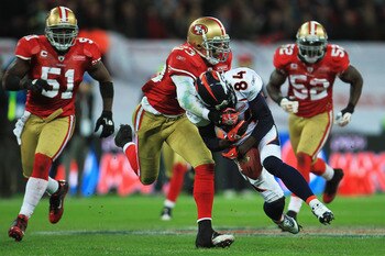 The San Francisco 49ers handled the Denver Broncos on Halloween Day in London.