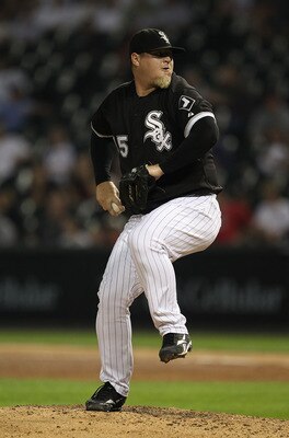 CHICAGO - AUGUST 10: Bobby Jenks #45 of the Chicago White Sox pitches against the Minnesota Twins at U.S. Cellular Field on August 10, 2010 in Chicago, Illinois. The Twins defeated the White Sox 12-6. (Photo by Jonathan Daniel/Getty Images)