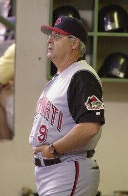 MILWAUKEE, WI - MAY 16: Manager Bob Boone #9 of the Cincinnatti Reds watches the action against the Milwaukee Brewers  in a game at Miller Park in Milwaukee, Wisconsin. The Reds defeated the Brewers 2-1 in 11 innings. (Photo by Jonathan Daniel/Getty Image