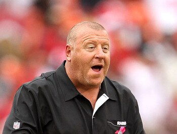 SAN FRANCISCO - OCTOBER 17:  Head coach Tom Cable of the Oakland Raiders walks the sidelines during their game against the San Francisco 49ers at Candlestick Park on October 17, 2010 in San Francisco, California.  (Photo by Ezra Shaw/Getty Images)
